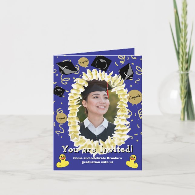 Invitación de foto de lei para fiesta de graduació (Anverso)
