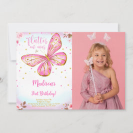 Invitación de foto de mariposa de acuarela para cu