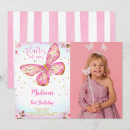 Invitación de foto de mariposa de acuarela para cu