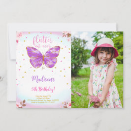 Invitación de foto de mariposa de cumpleaños númer