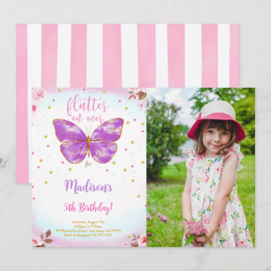 Invitación de foto de mariposa de cumpleaños númer