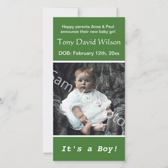 invitación de foto de nacimiento de bebé. añádele  (Anverso)