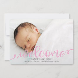 Invitación de foto de nacimiento manuscrita de oro