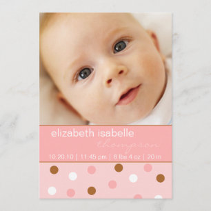 Invitación de foto de niña con Punto Rosa de Polka