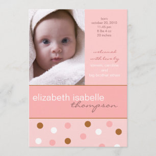 Invitación de foto de niña con Punto Rosa de Polka