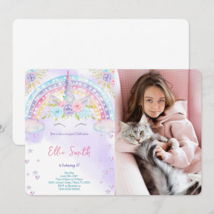 Invitación de foto de niños unicornio