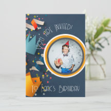 Invitación de foto de nombre de cumpleaños feliz d