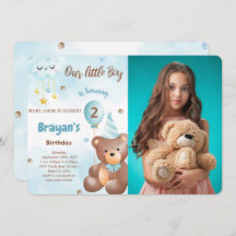 Invitación de foto de oso de peluche