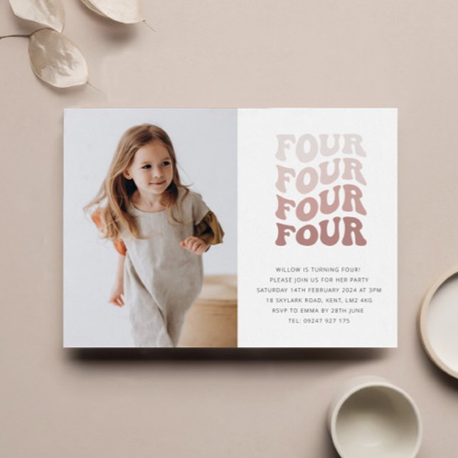 Invitación de foto de paisaje con rubor retro (Subido por el creador)