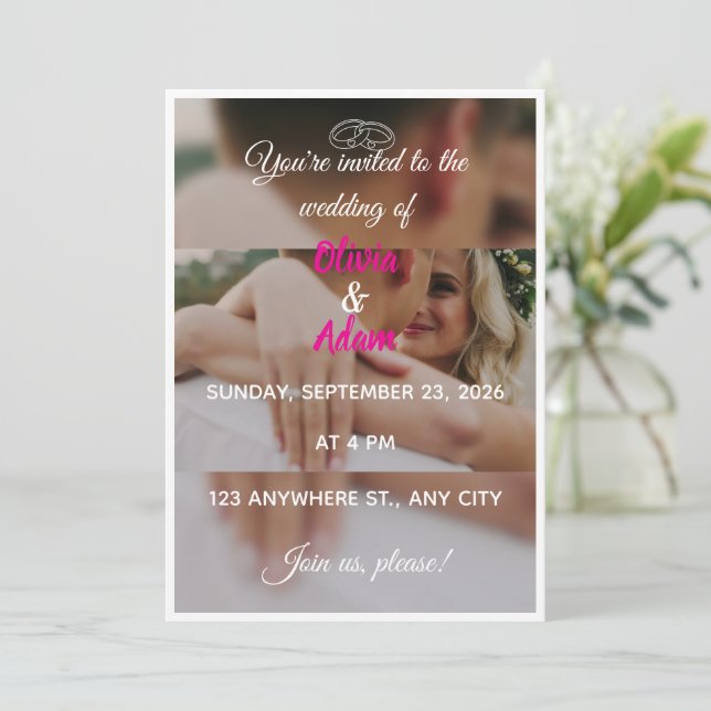 Invitación de foto de pareja moderna con anillos d (Anverso de pie)