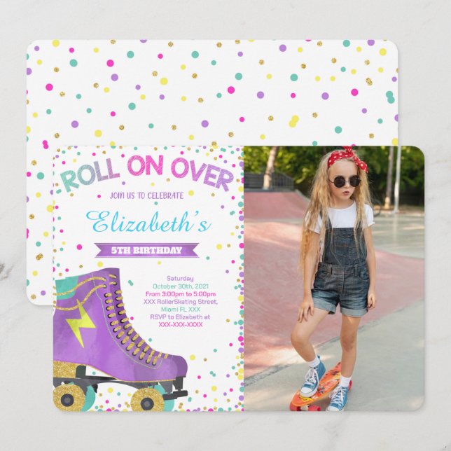 Invitación de foto de patinaje sobre ruedas (Anverso / Reverso)