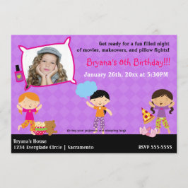 Invitación de foto de pijamada de chicas