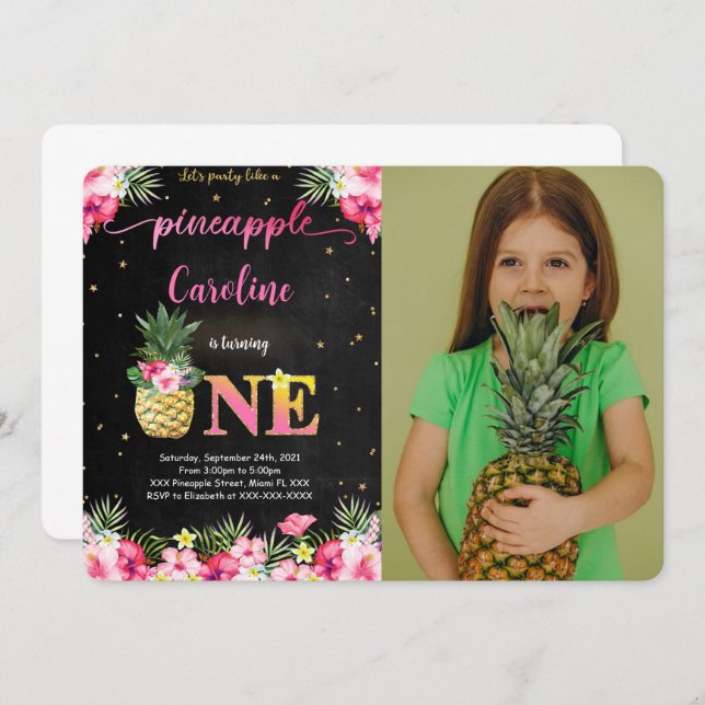 Invitación de foto de piña (Anverso / Reverso)