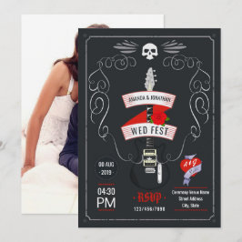 Invitación de foto de pizarra de boda de Rock and