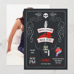Invitación de foto de pizarra de boda de Rock and