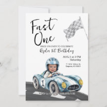 Invitación de foto de primer cumpleaños de Fast On
