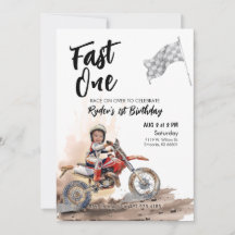 Invitación de foto de primer cumpleaños de Fast On