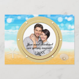 Invitación de Foto de Puerto de Boda con Concha de