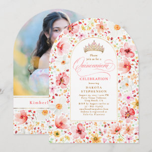 Invitación de foto de Quinceañera del jardín flora