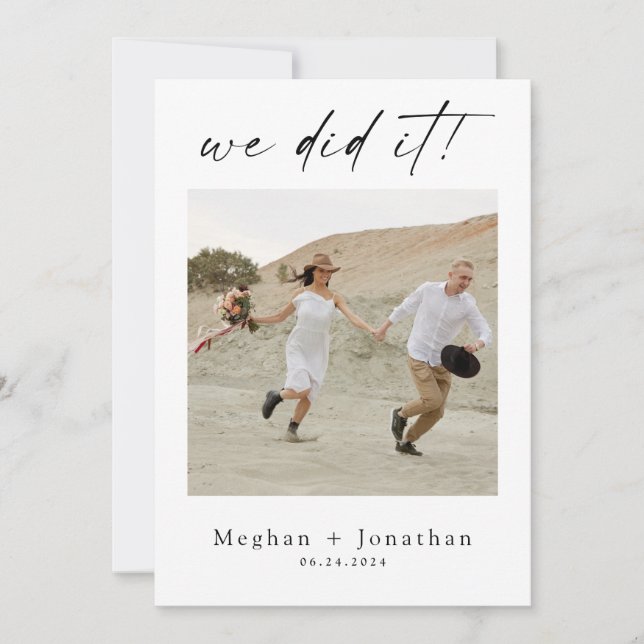 Invitación de foto de recepción de boda minimalist (Anverso)