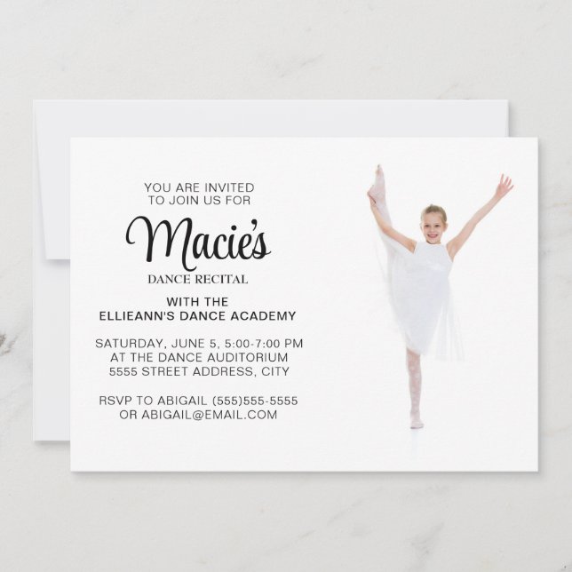 Invitación de Foto de Recital de Baile (Anverso)