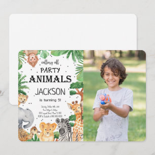 Invitación de foto de safari de animales editable