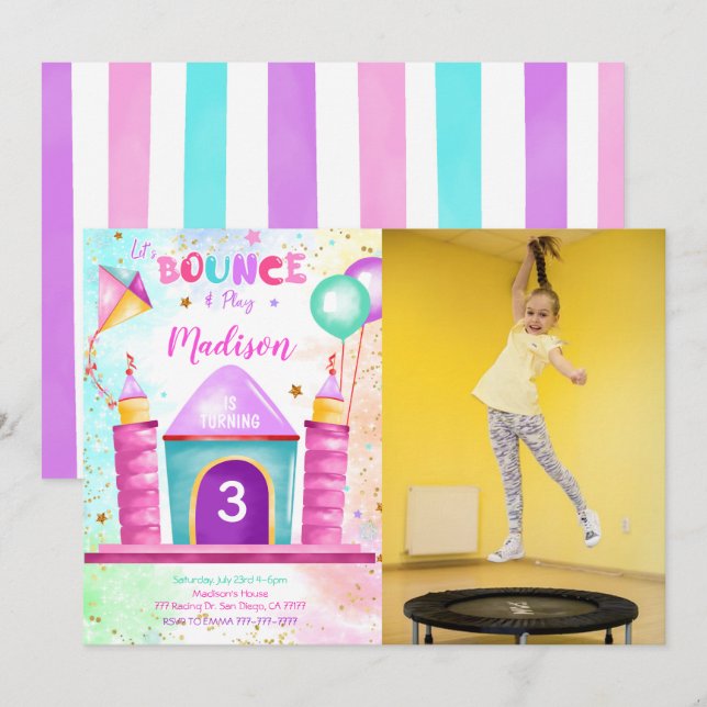 Invitación de foto de salto y rebote (Anverso / Reverso)