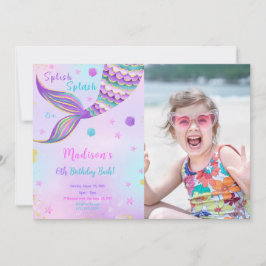 Invitación de foto de sirena Splash Splish
