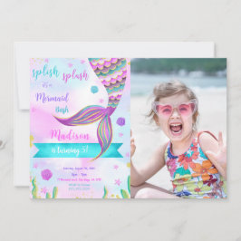 Invitación de foto de sirena Splash Splish