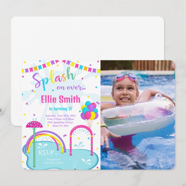 Invitación de foto de Splash Pad (Anverso / Reverso)