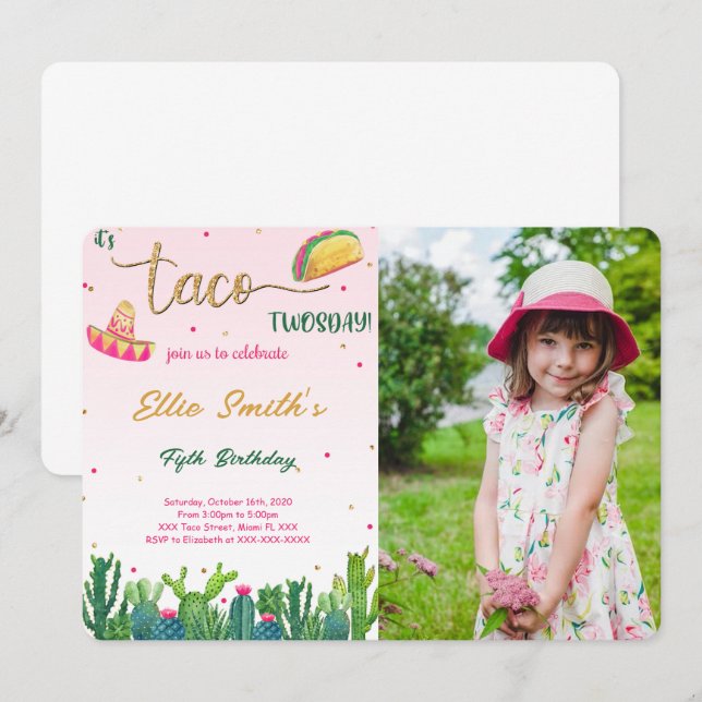 Invitación de foto de taco (Anverso / Reverso)