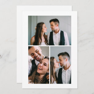 Invitación de foto de tres Bodas postales