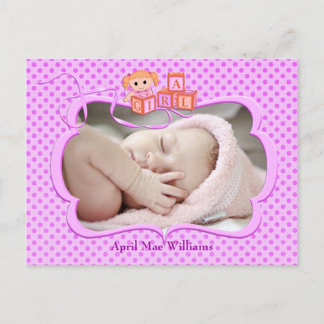Invitación de foto de una niña bebé (Anverso)