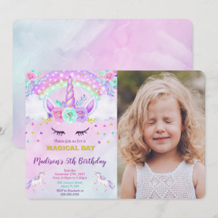 Invitación de foto de unicornio 