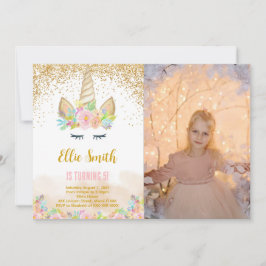 Invitación de foto de unicornio lindo