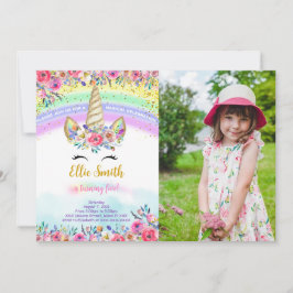 Invitación de foto de unicornio mágico rojo