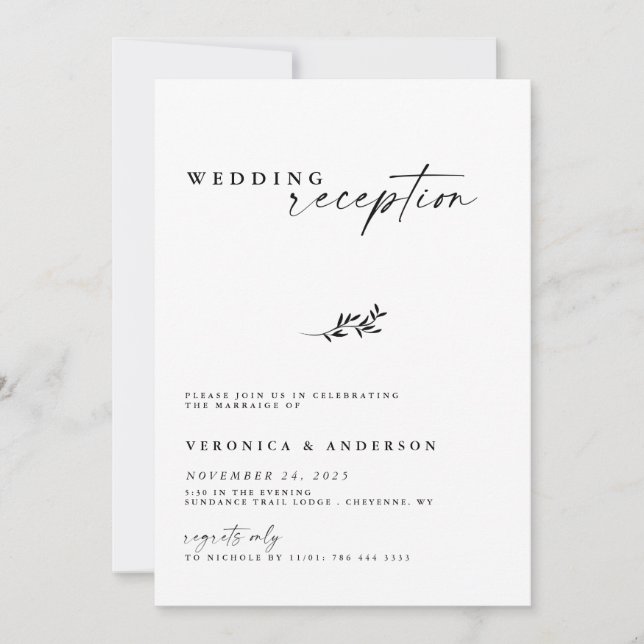 Invitación de foto del Boda de recepción de Elopem (Anverso)
