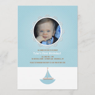 Invitación de foto del pequeño marinero