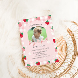 Invitación de foto del primer cumpleaños de Berry