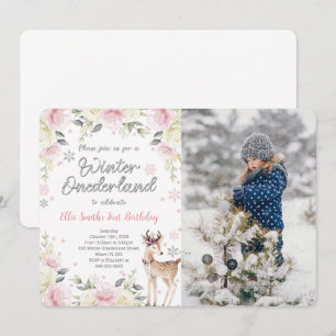 Invitación de foto editable de paisaje invernal má