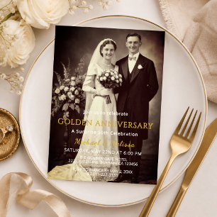 Invitación de foto elegante para aniversario de or