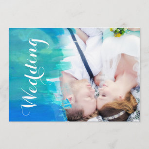 Invitación de Foto Moderna Acuarela para Boda de P