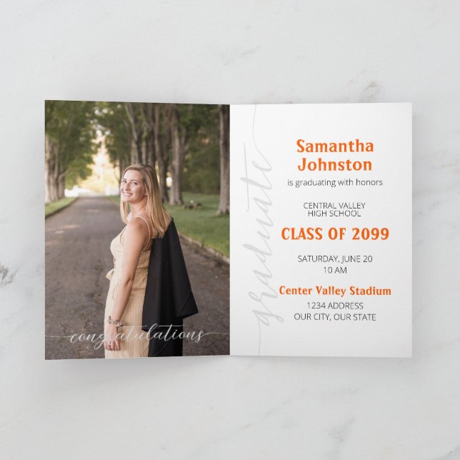 Invitación de foto moderna con guión de graduado d (Interior)
