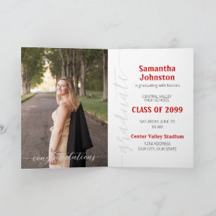 Invitación de foto moderna con guión de graduado r