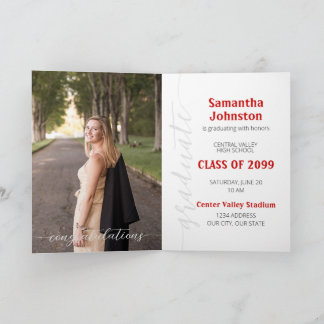 Invitación de foto moderna con guión de graduado r