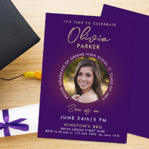 Invitación de foto moderna y elegante de graduado