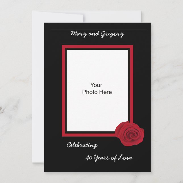 Invitación de foto para 40 aniversario de boda (Anverso)