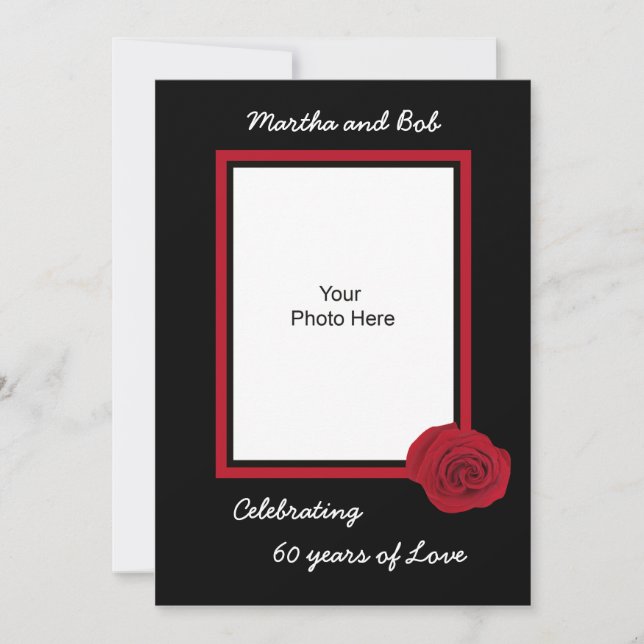 Invitación de foto para 60 aniversario de bodas (Anverso)