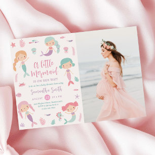 Invitación de Foto para Baby Shower de Sirena Bajo