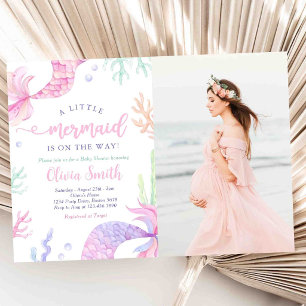 Invitación de Foto para Baby Shower de Sirena Bajo